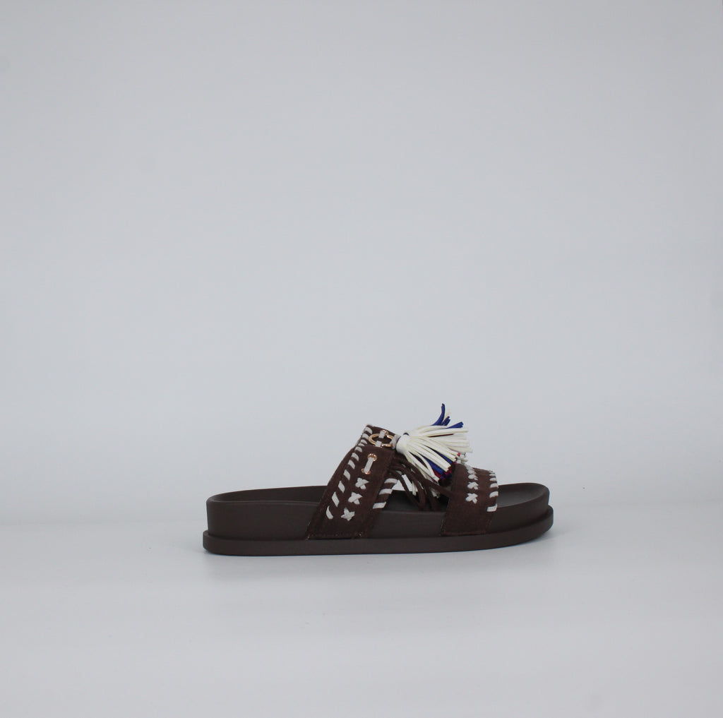 Ciabatte Platform in camoscio -  Marrone