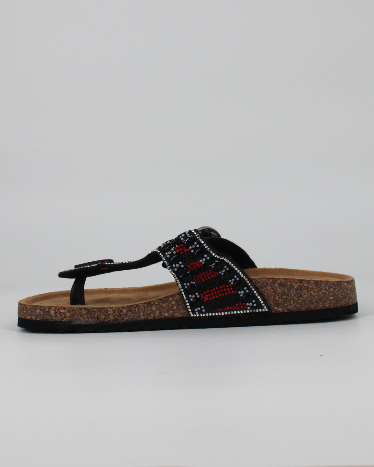 Sandali Infradito Bio con Perline e Strass – Nero