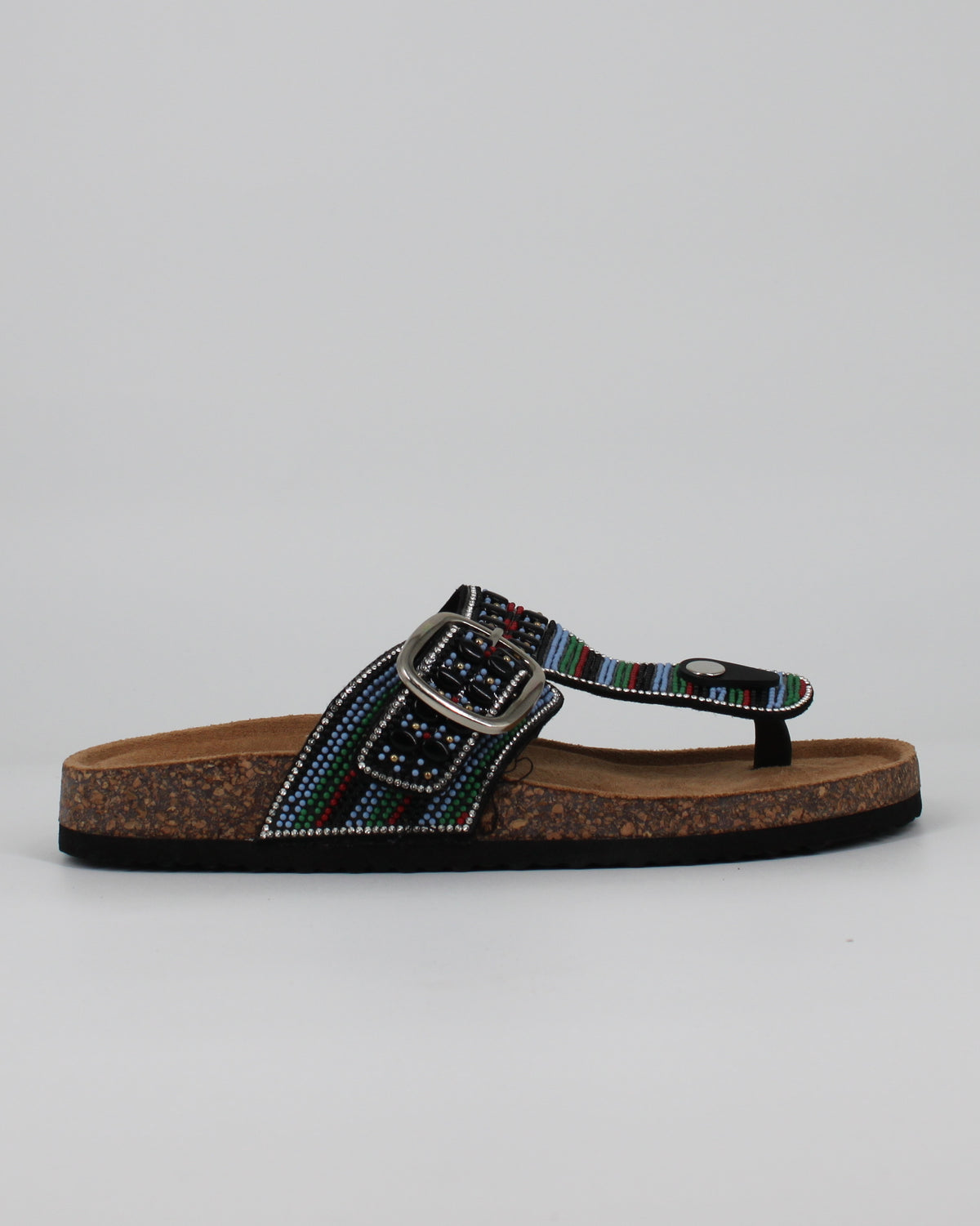 Sandali Infradito Bio con Perline e Strass – Nero