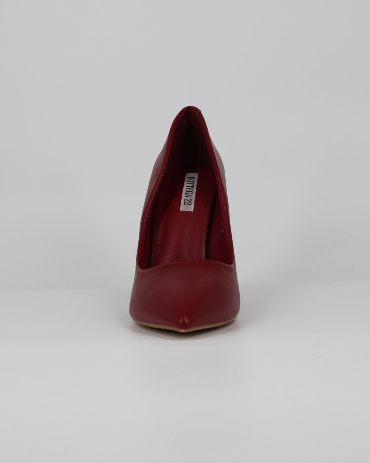 Décolleté a Punta in Similpelle con Tacco Alto – Rosso Scuro