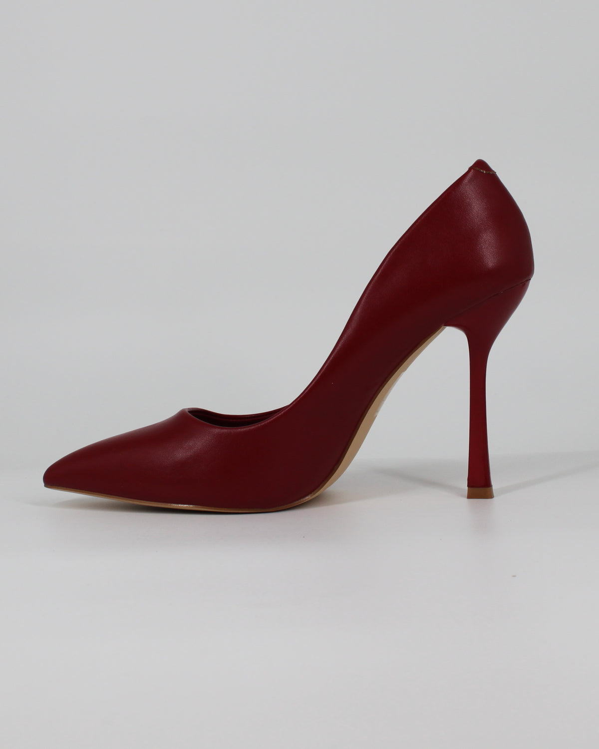 Décolleté a Punta in Similpelle con Tacco Alto – Rosso Scuro