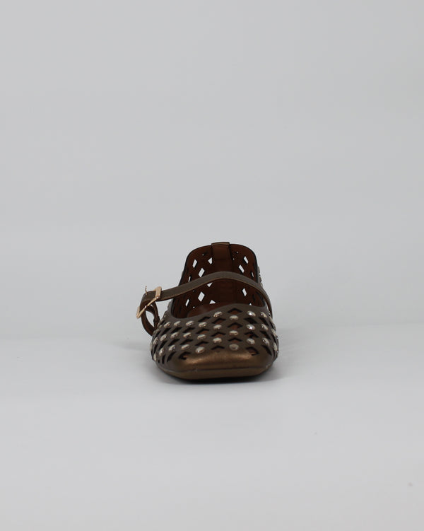 Ballerine Mary Jane Traforate – Bronzo Metallizzato