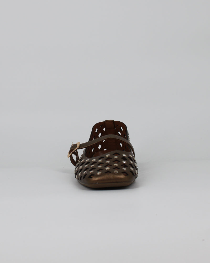 Ballerine Mary Jane Traforate – Bronzo Metallizzato