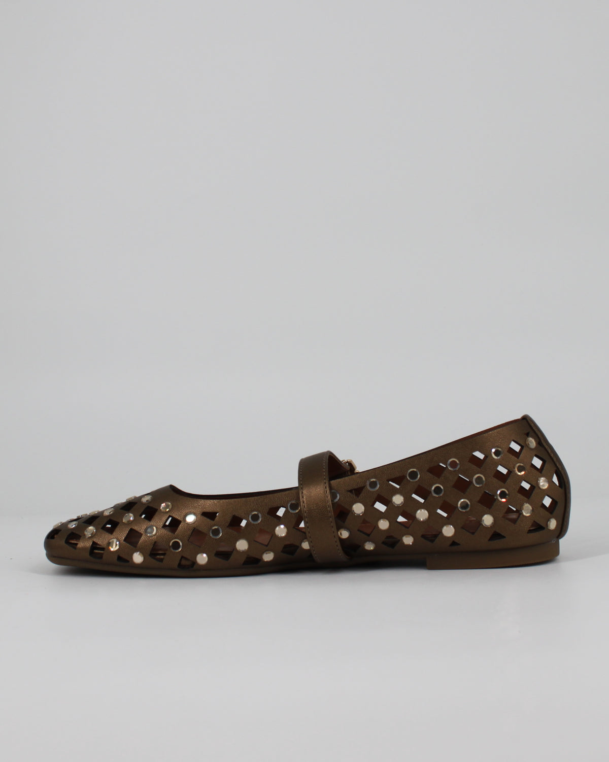 Ballerine Mary Jane Traforate – Bronzo Metallizzato