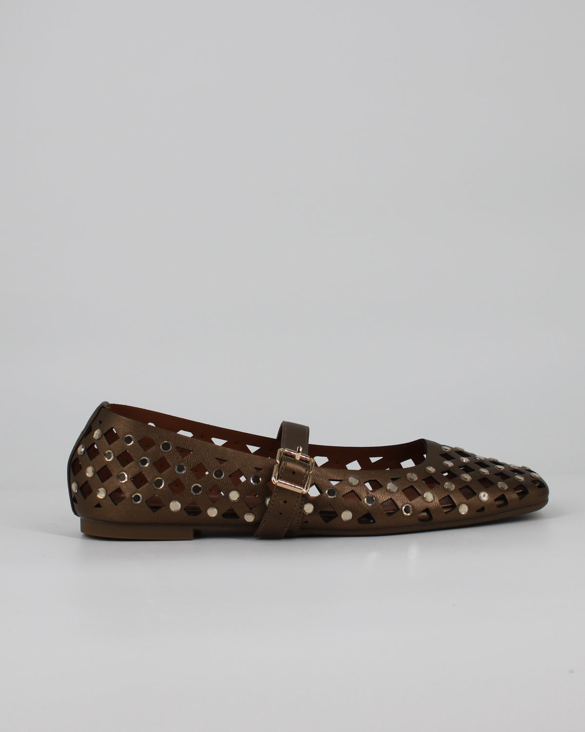 Ballerine Mary Jane Traforate – Bronzo Metallizzato