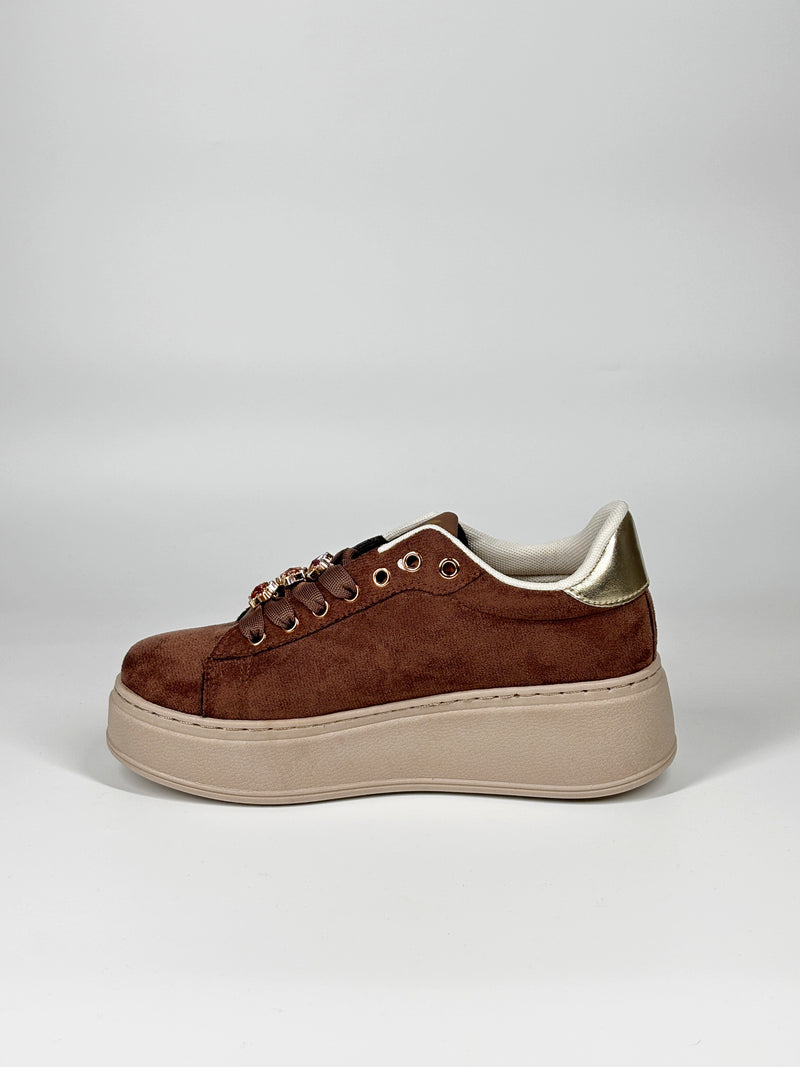 Sneakers Platform con charm -  Marrone