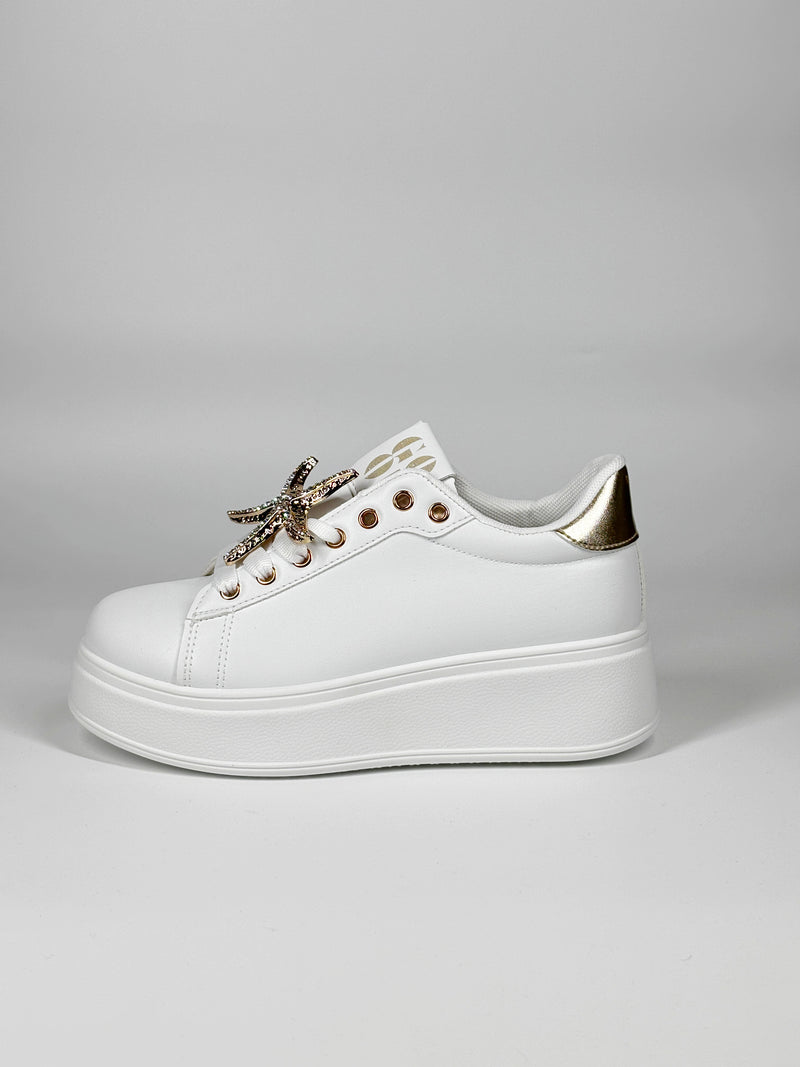 Sneaker Platform  con Stella Marina - Bianco