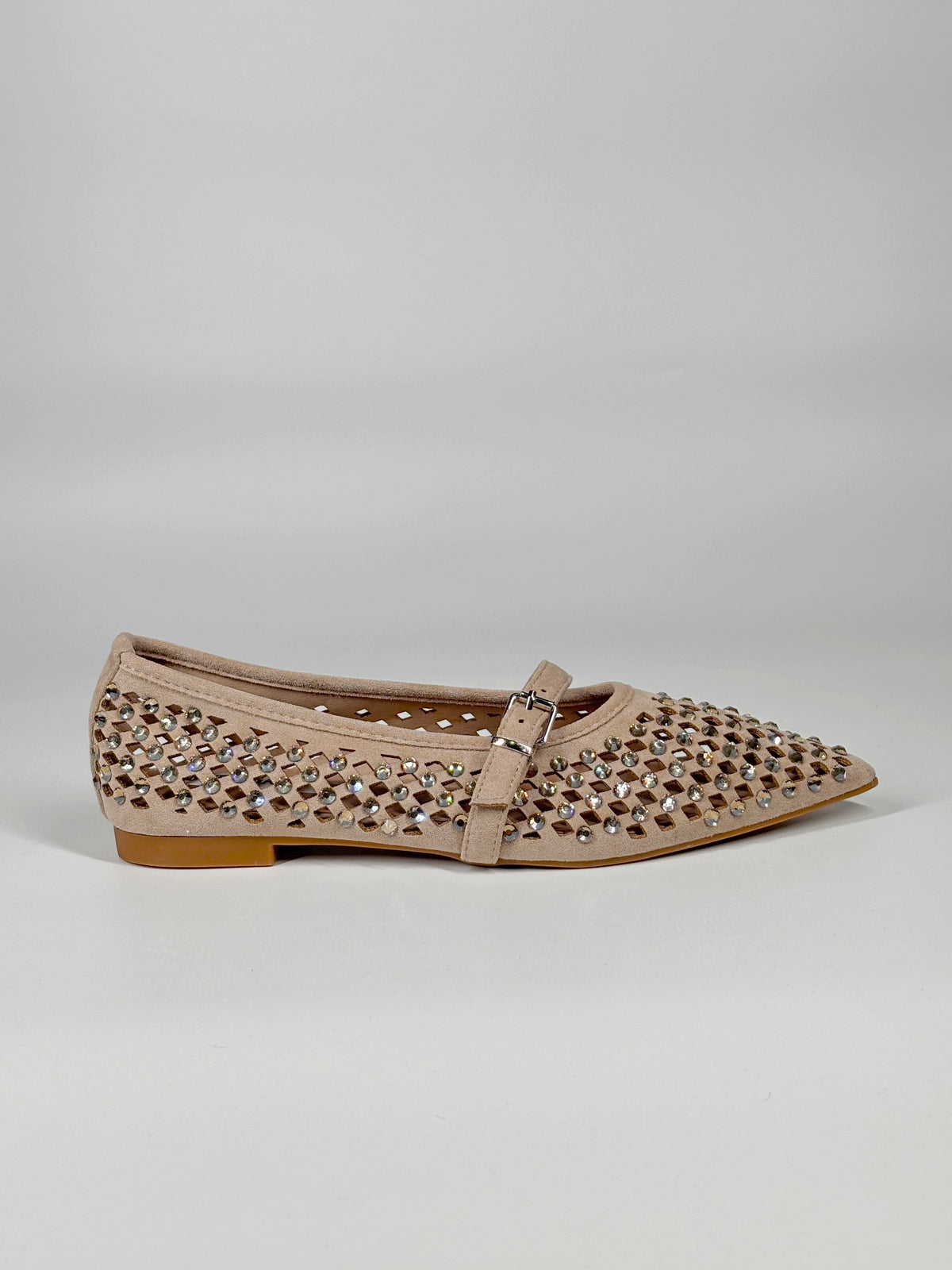 Ballerina a Punta traforata con brillantini - Beige