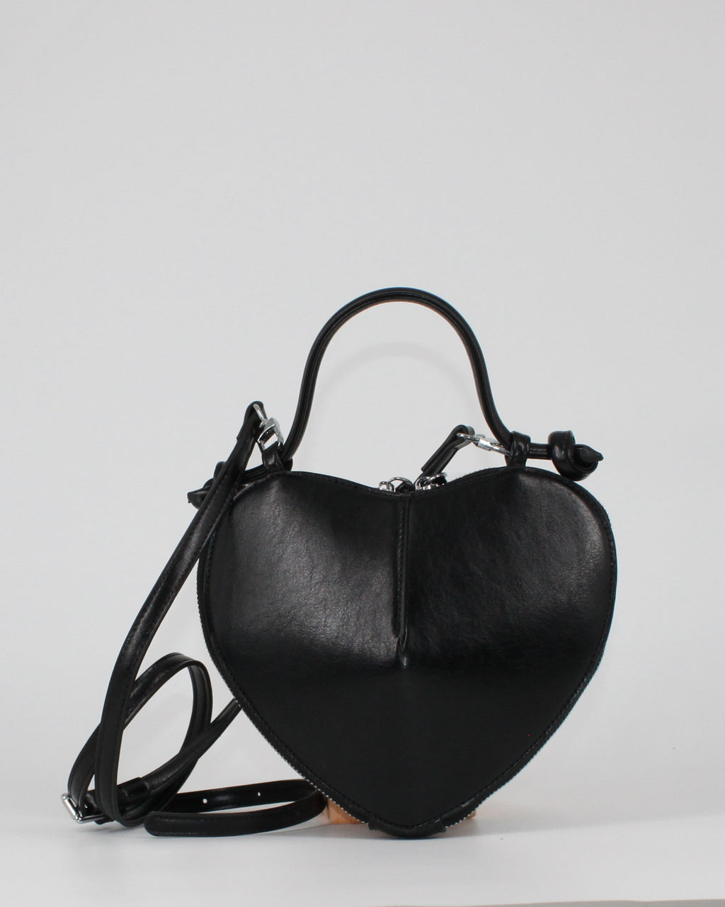 Mini Bag a Cuore in ecopelle -Nero