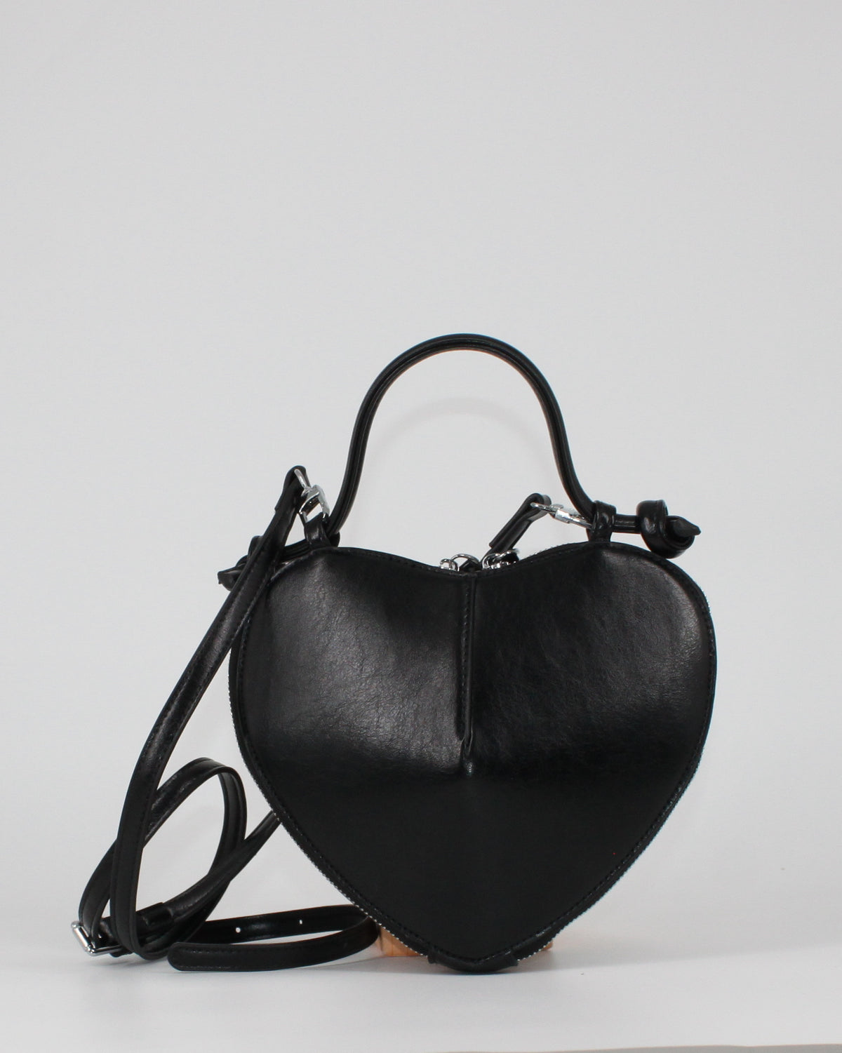 Mini Bag a Cuore in ecopelle -Nero