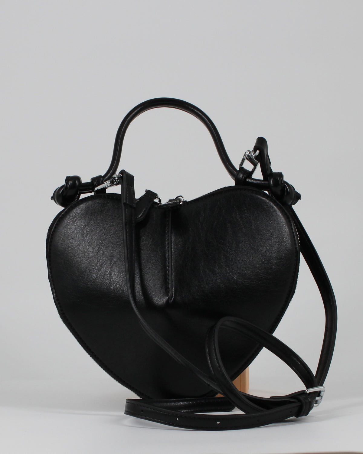 Mini Bag a Cuore in ecopelle -Nero