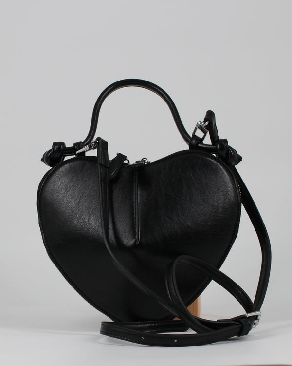 Mini Bag a Cuore in ecopelle -Nero