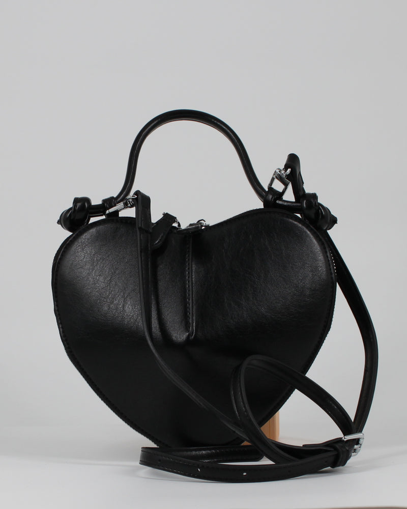 Mini Bag a Cuore in ecopelle -Nero