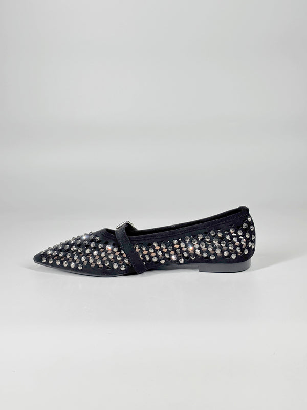 Ballerina a Punta traforata con brillantini - Nero