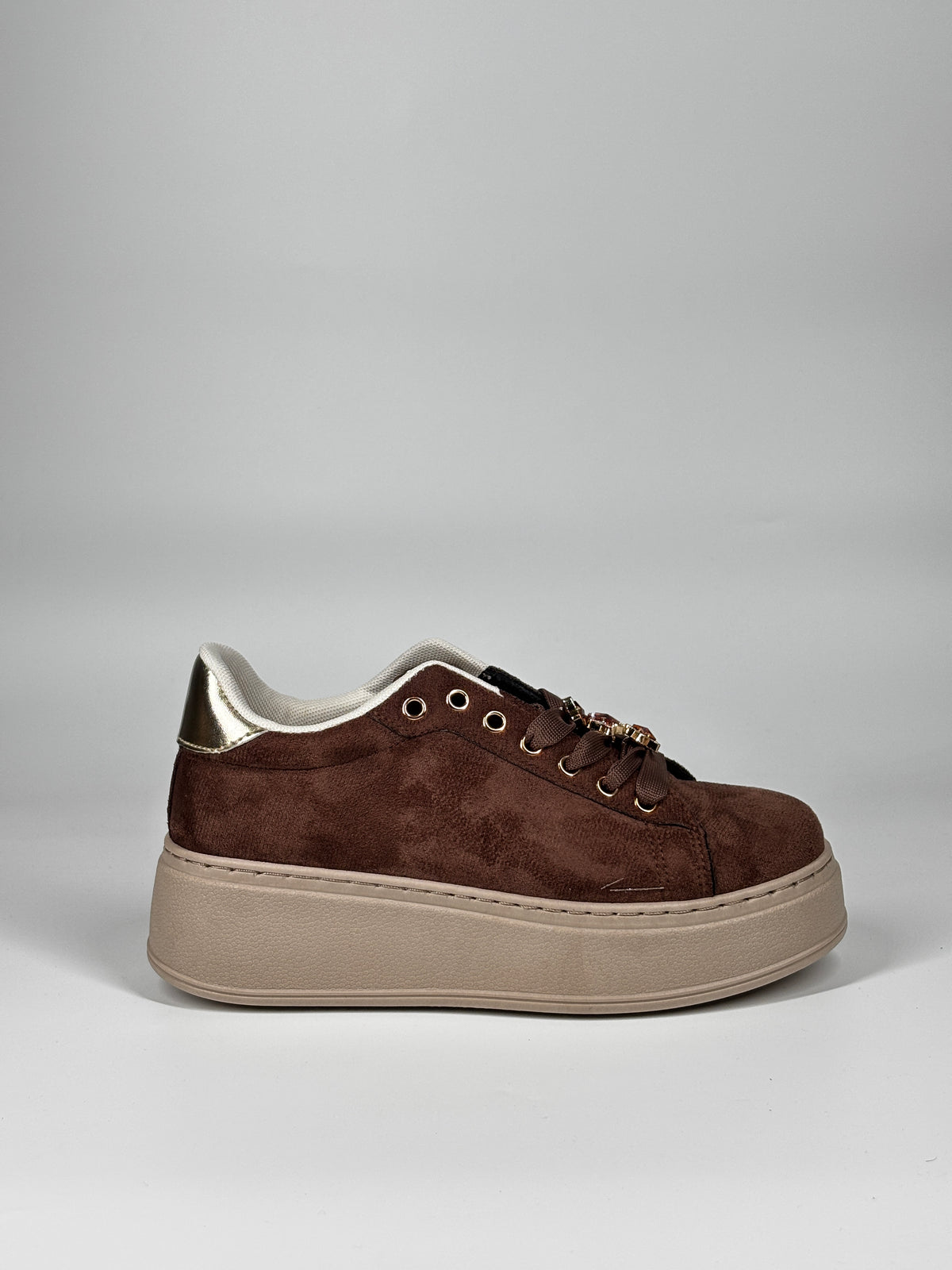 Sneakers Platform con charm -  Marrone