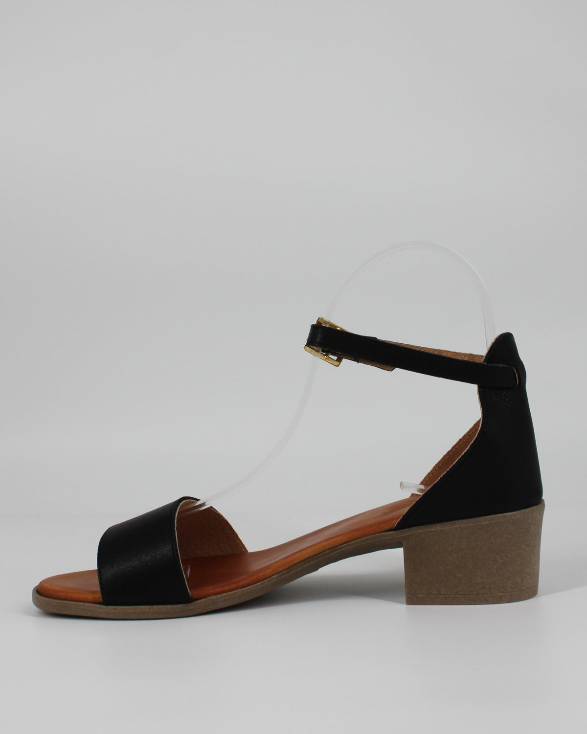 Sandalo Donna Comodo con Tacco Basso Largo - Nero