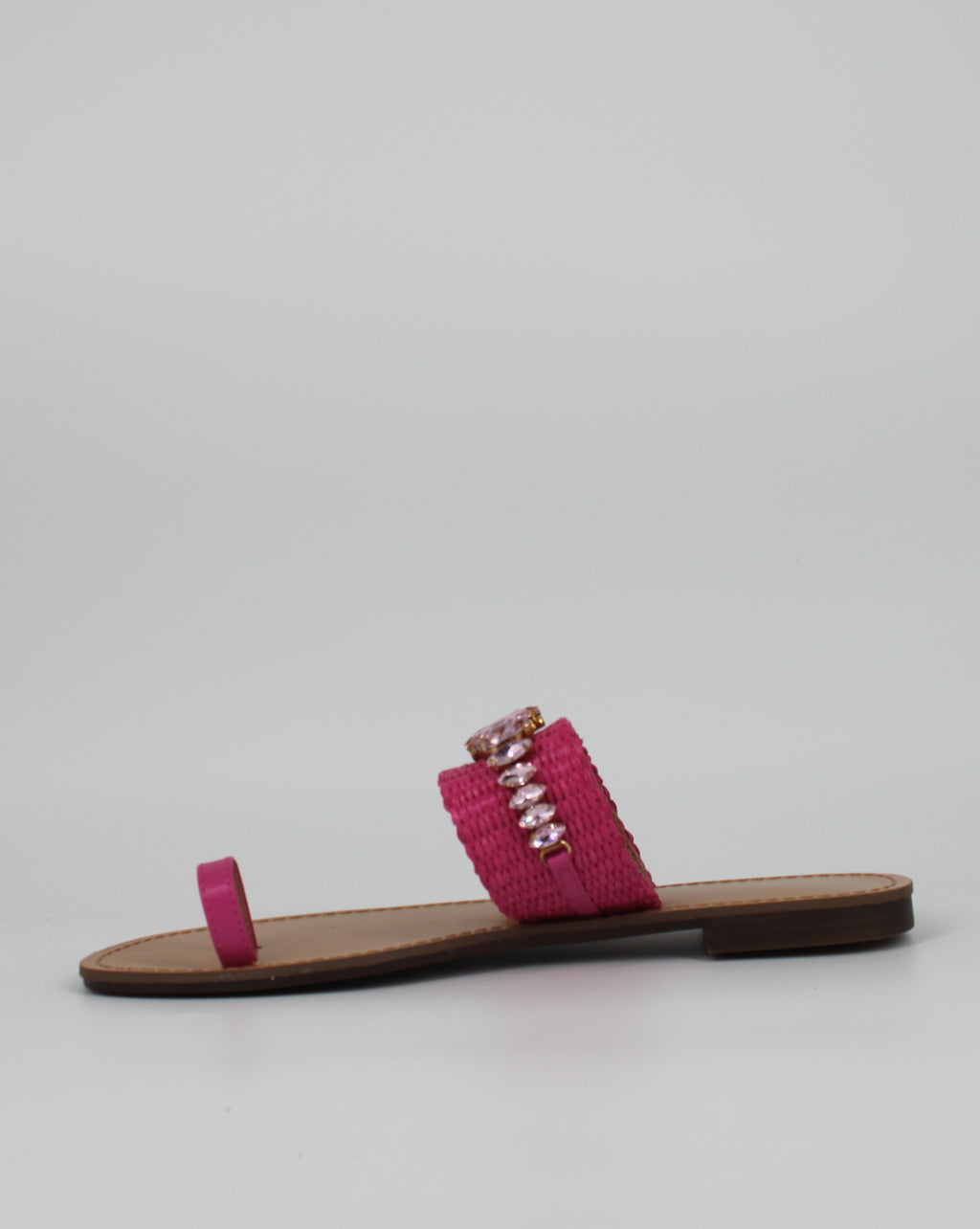 Sandalo Basso Infradito con Brillantini - Fucsia
