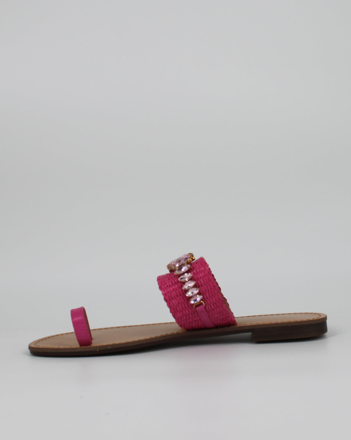 Sandalo Basso Infradito con Brillantini - Fucsia