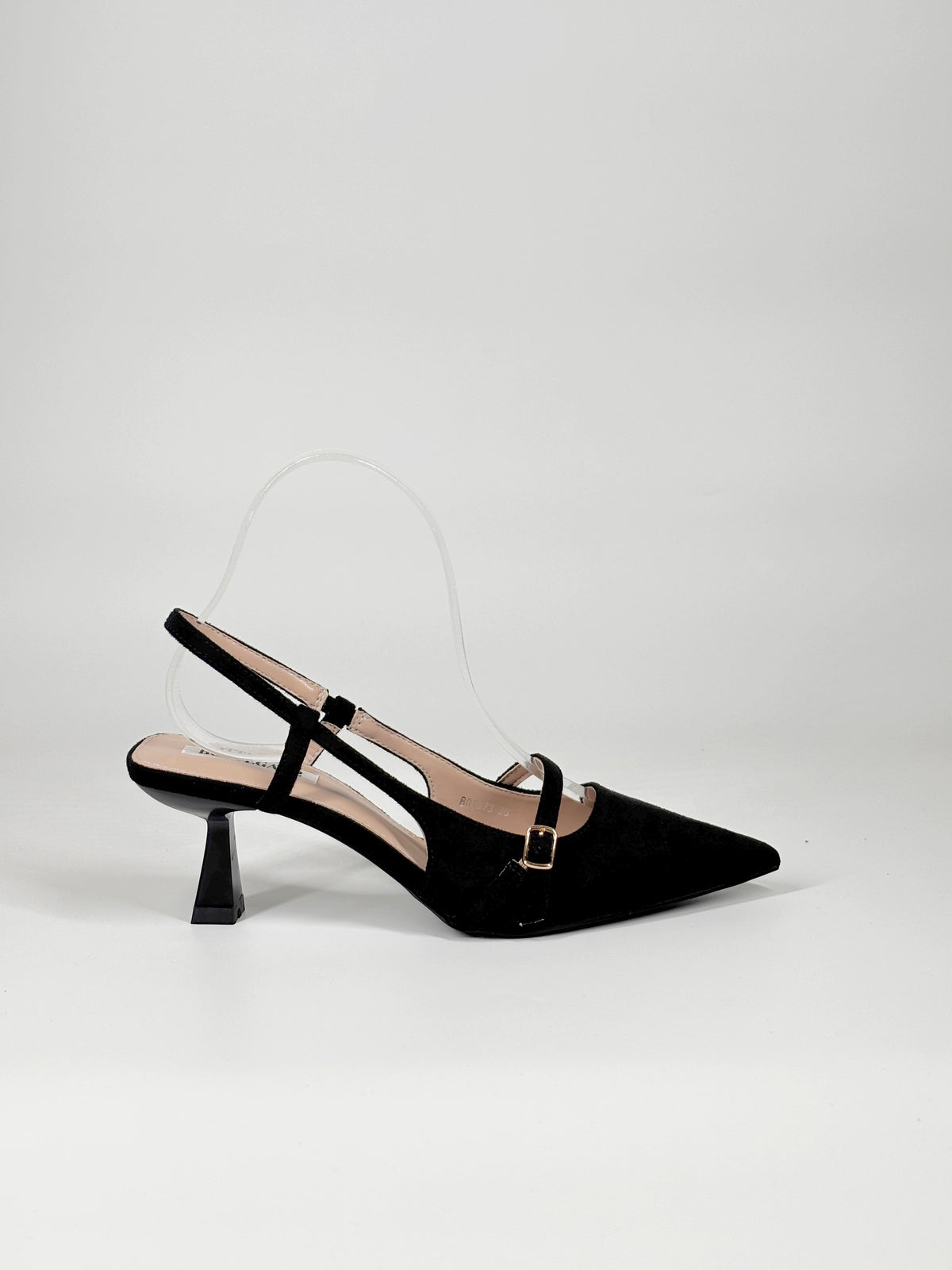 Scarpa Slingback  con Cinturino e Tacco Geometrico - Nero