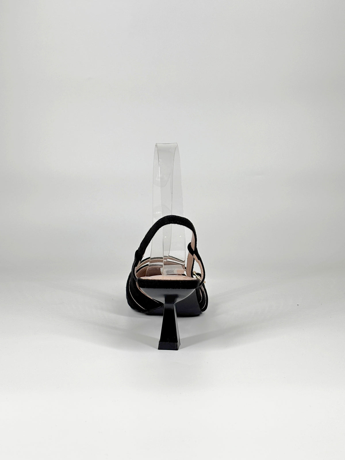 Scarpa Slingback  con Cinturino e Tacco Geometrico - Nero