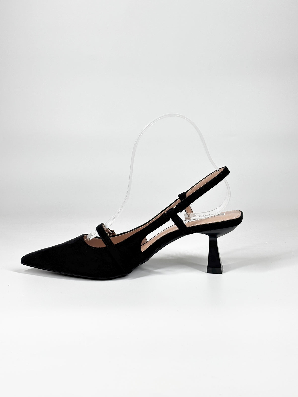 Scarpa Slingback  con Cinturino e Tacco Geometrico - Nero