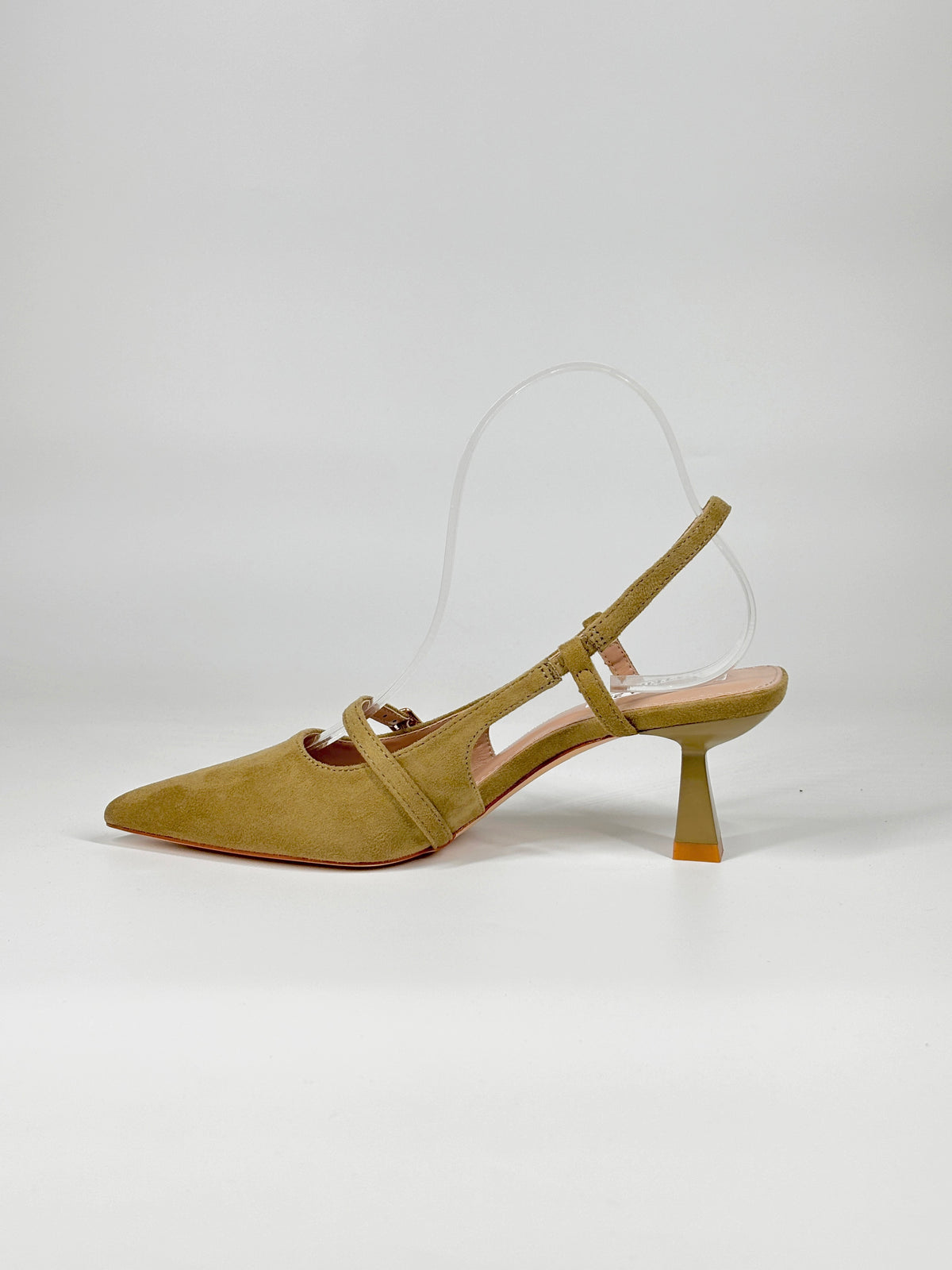 Scarpa Slingback  con Cinturino e Tacco Geometrico - Verde
