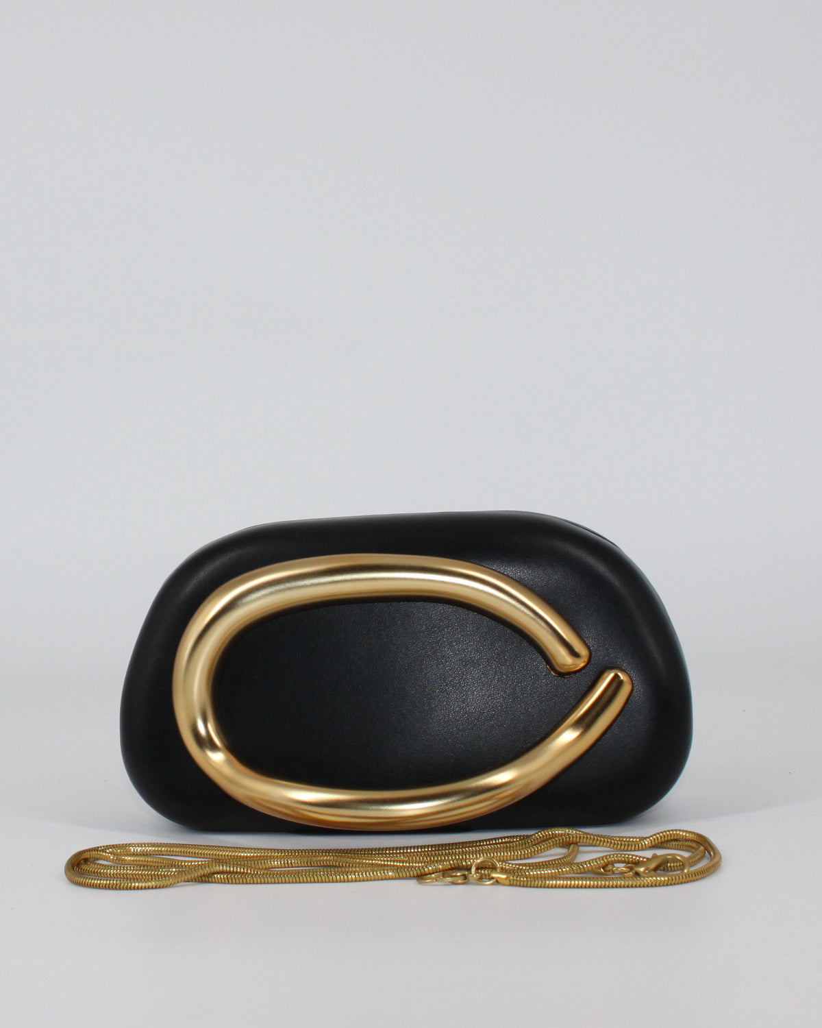 Pochette con Dettaglio Metallo Oro - Nera