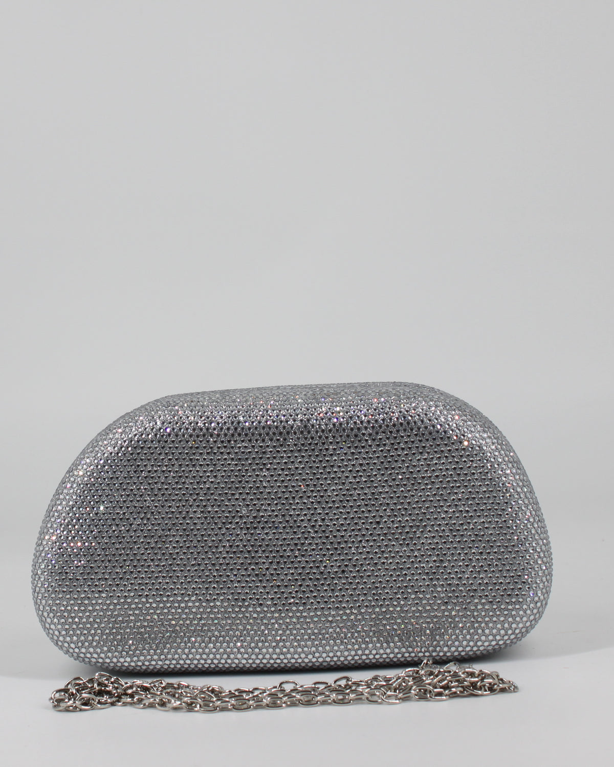 Pochette  con Strass e Dettaglio Metallo Cromato -  Argento
