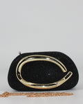 Pochette  con Strass e Dettaglio Metallo Oro- Nero