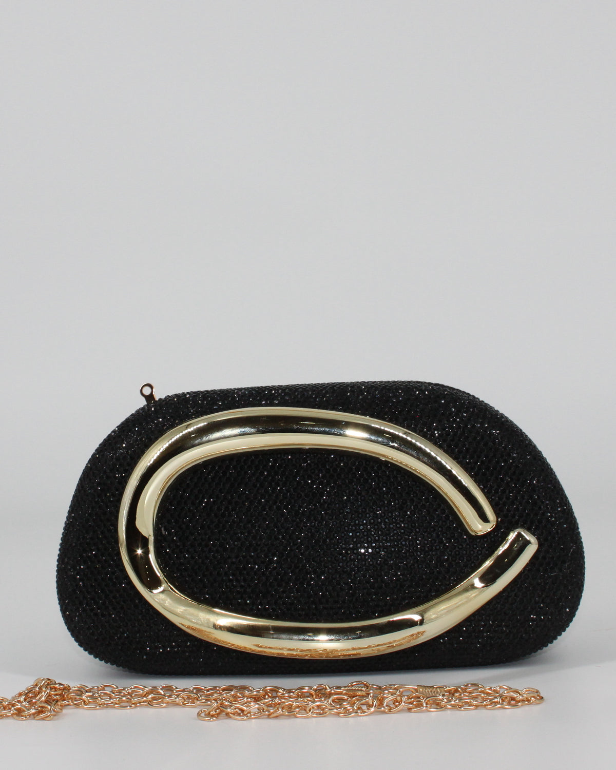 Pochette  con Strass e Dettaglio Metallo Oro- Nero