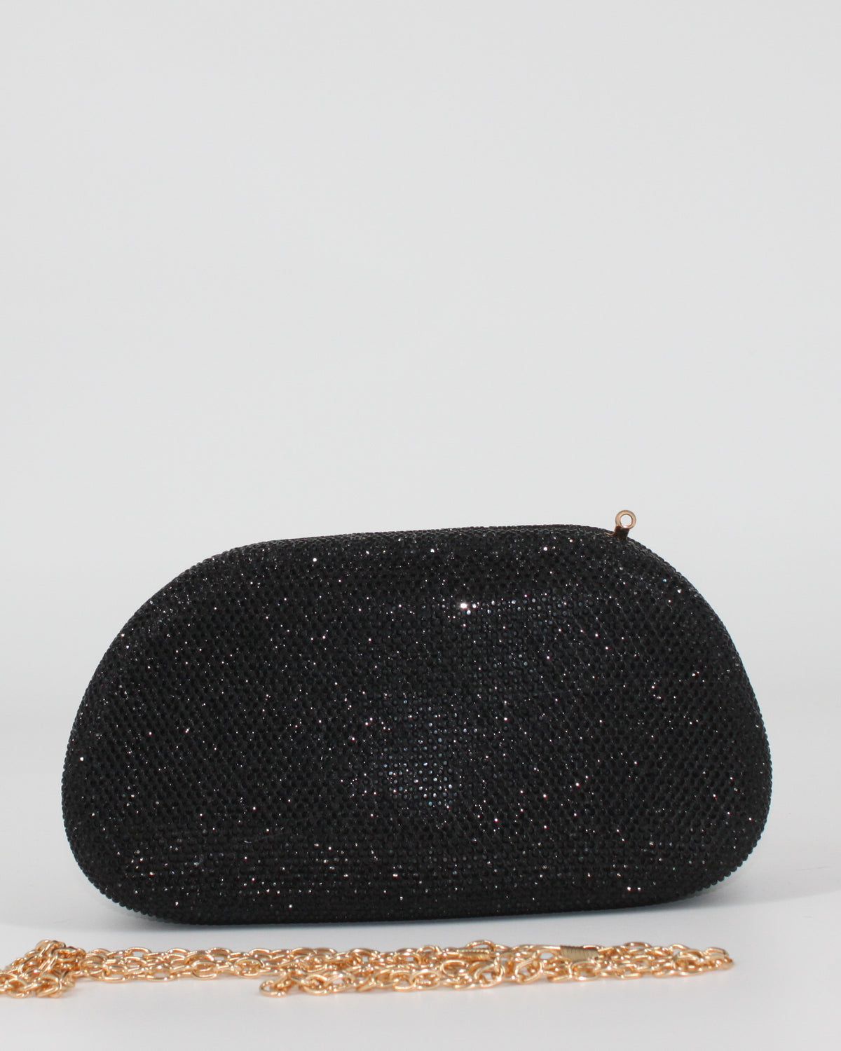 Pochette  con Strass e Dettaglio Metallo Oro- Nero