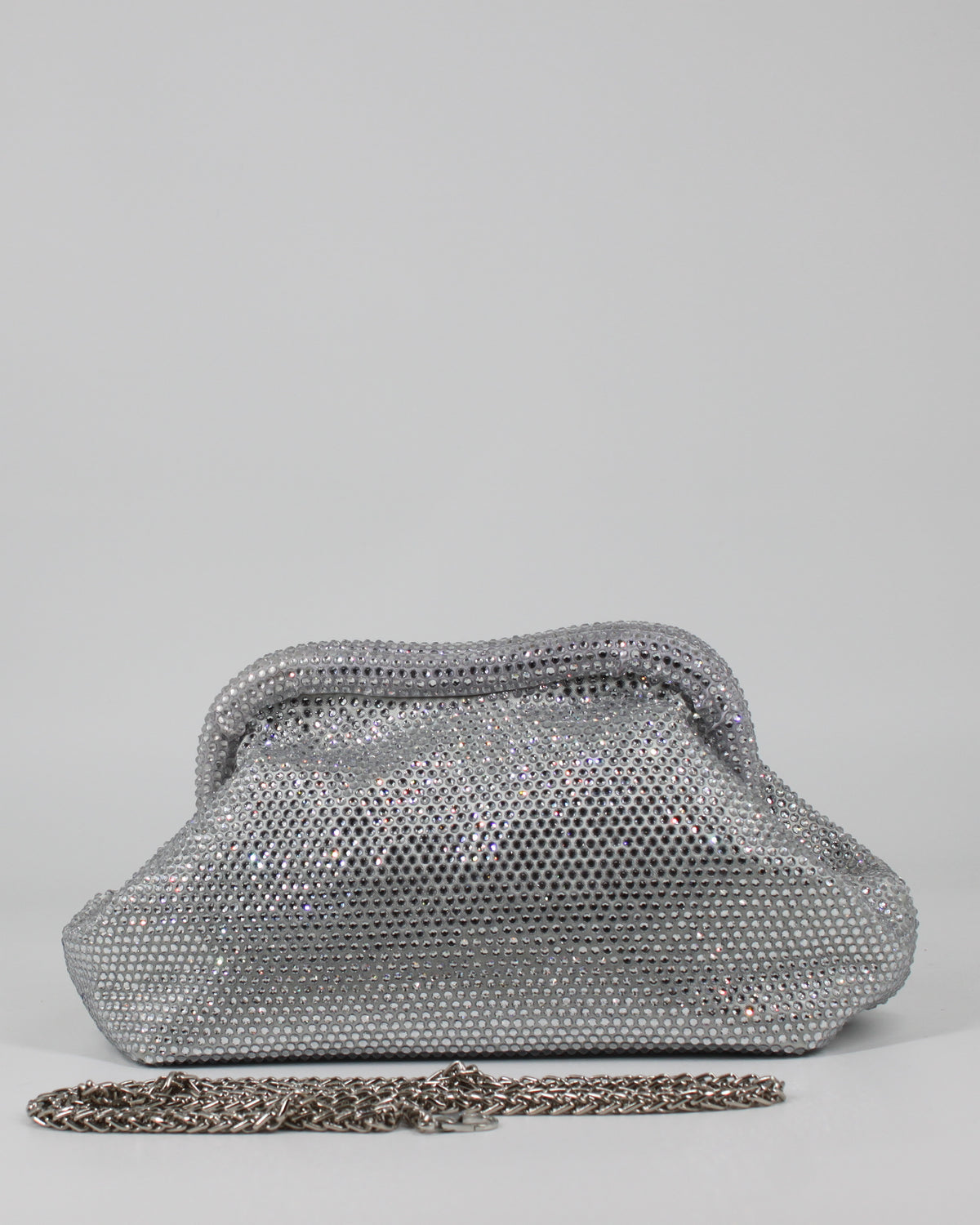Clutch Gioiello Argentata in Strass con Tracolla Argento