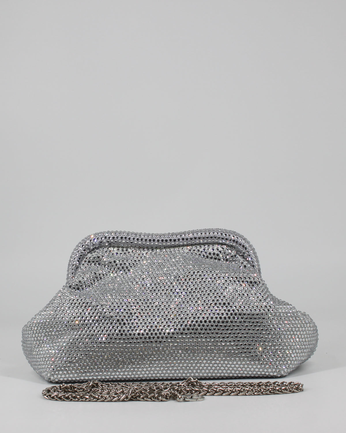Clutch Gioiello Argentata in Strass con Tracolla Argento