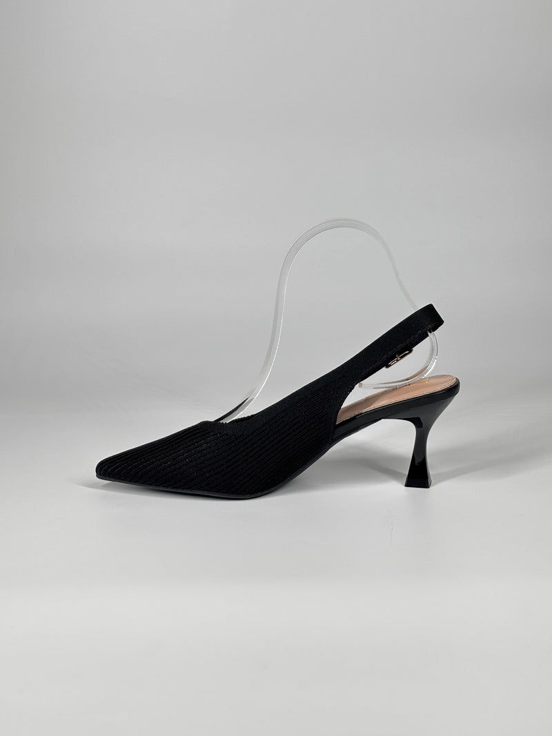 Slingback Tessuto Plissettato - Nero