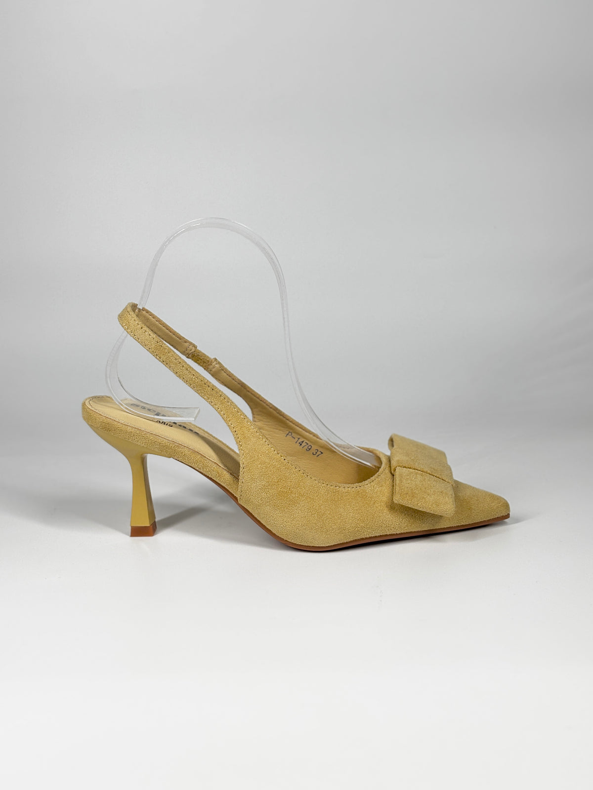 Slingback a Punta in Suede con Fiocco - Giallo Pastello