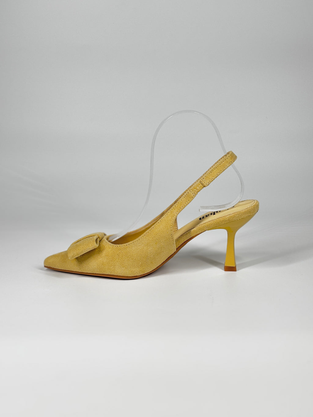 Slingback a Punta in Suede con Fiocco - Giallo Pastello