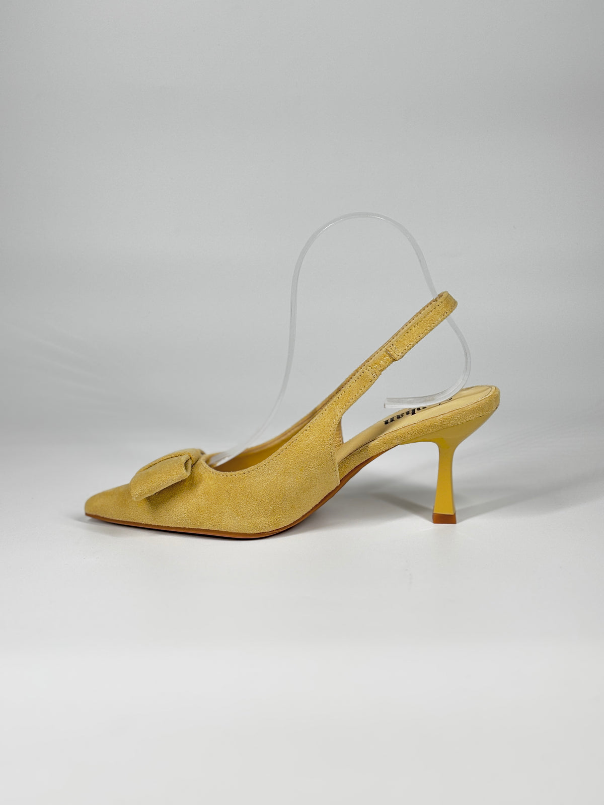 Slingback a Punta in Suede con Fiocco - Giallo Pastello