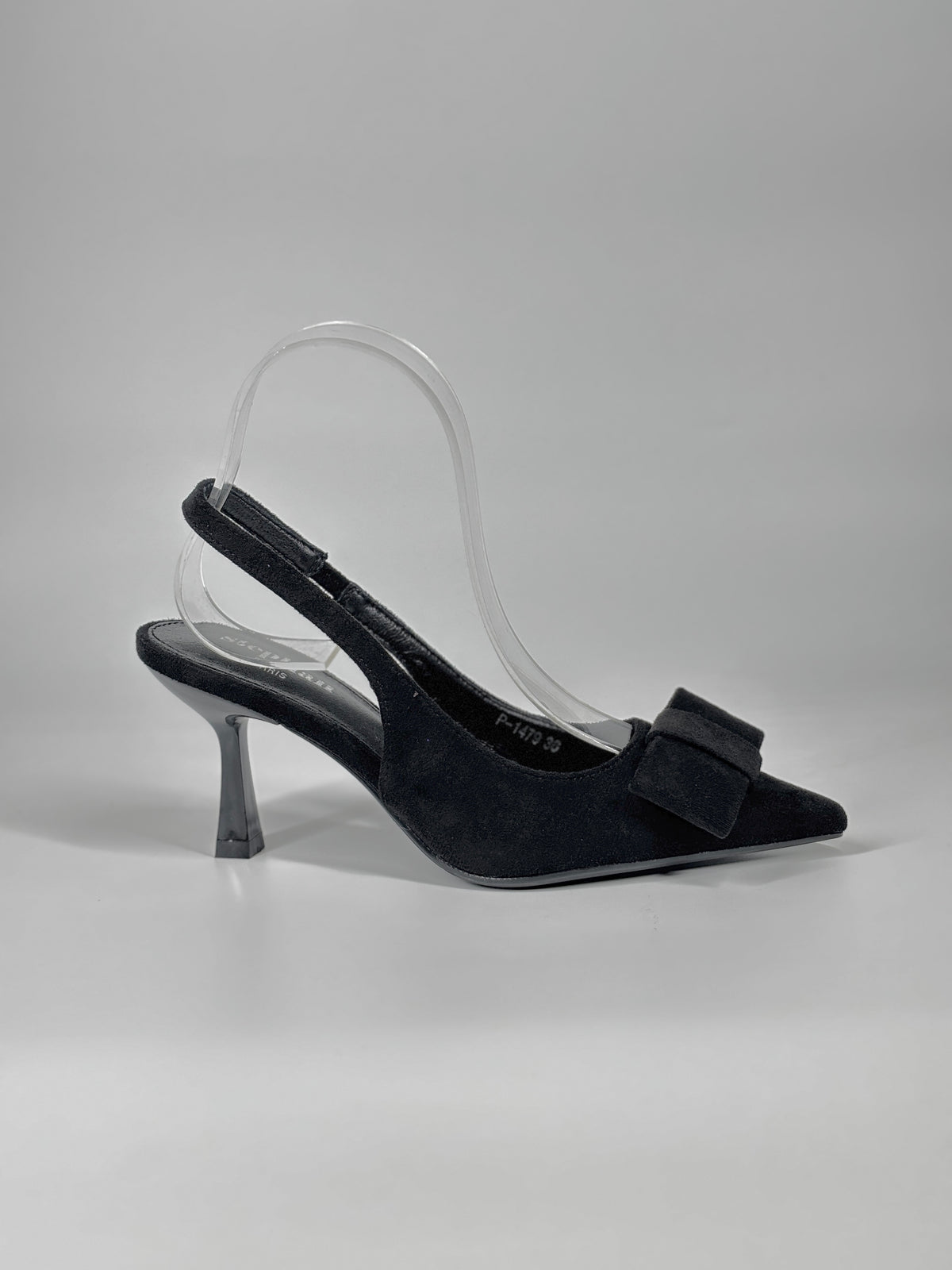 Slingback a Punta in Suede con Fiocco - Nero