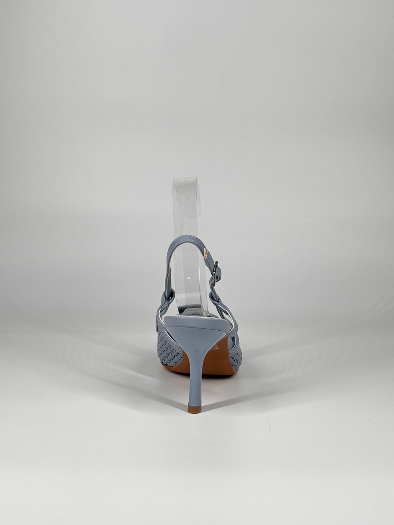 Slingback in ecopelle Intrecciata - Celeste
