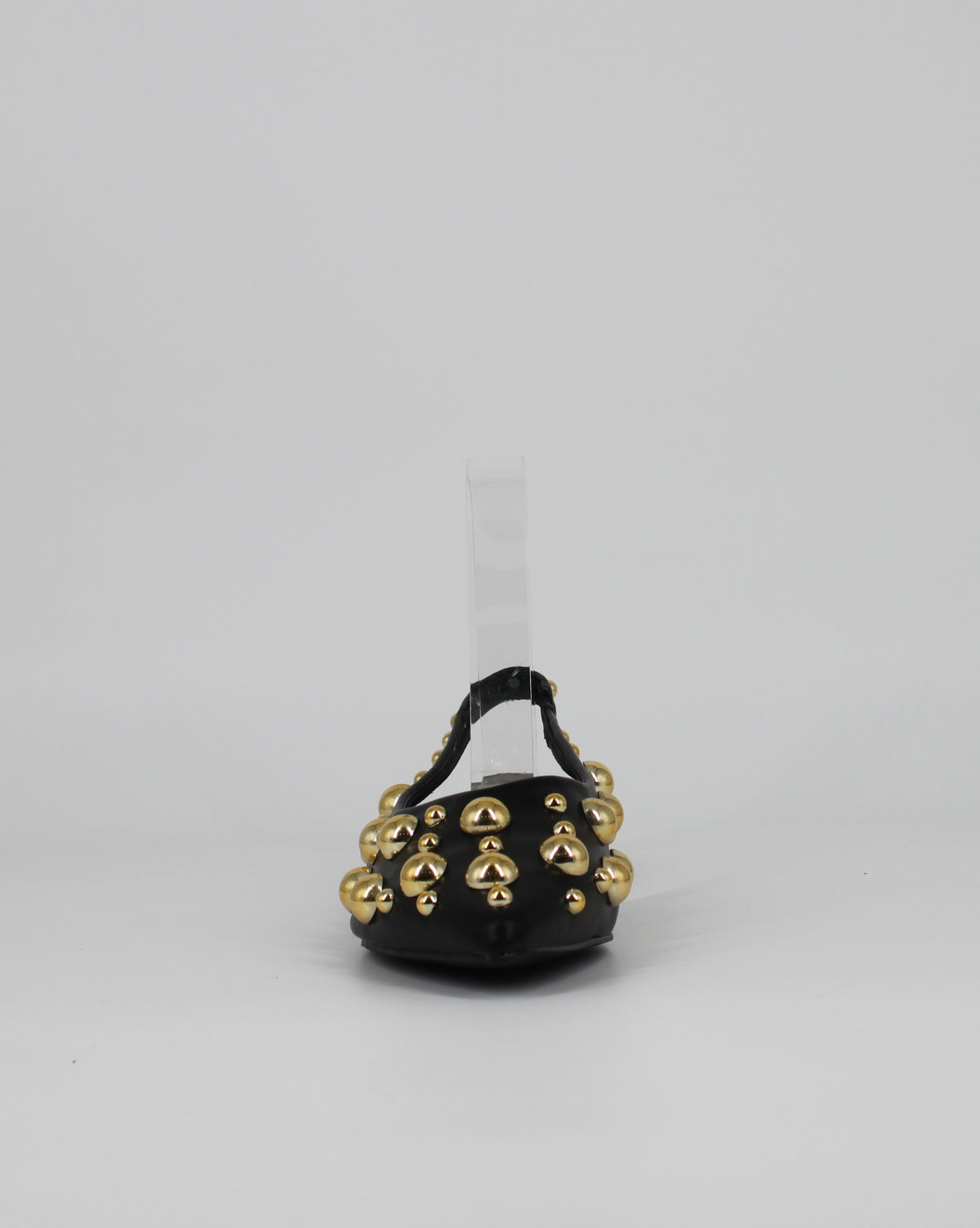 Ballerine Nere Slingback a Punta in Pelle con Borchie Dorate