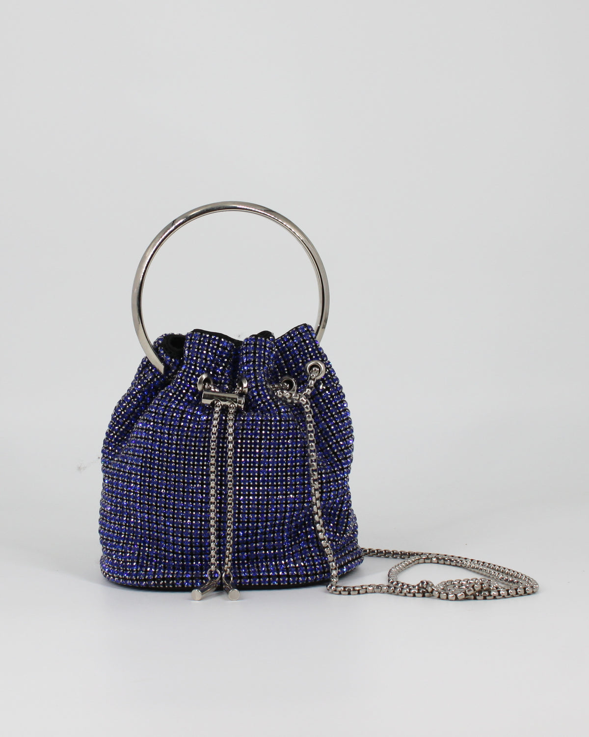 Mini Borsa Secchiello Sparkling  con Tracolla a Catena- Blu