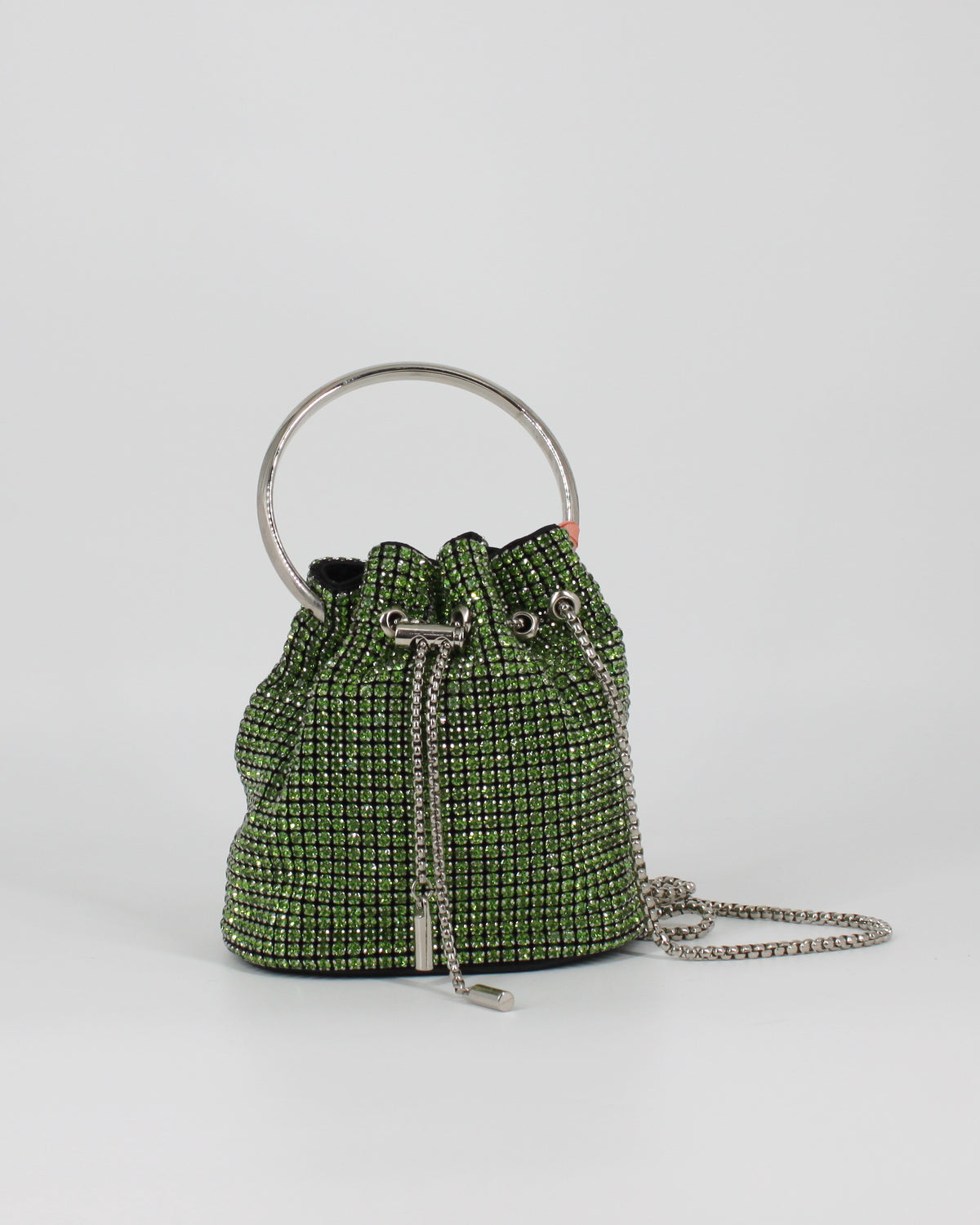 Mini Borsa Secchiello Sparkling  con Tracolla a Catena- Verde