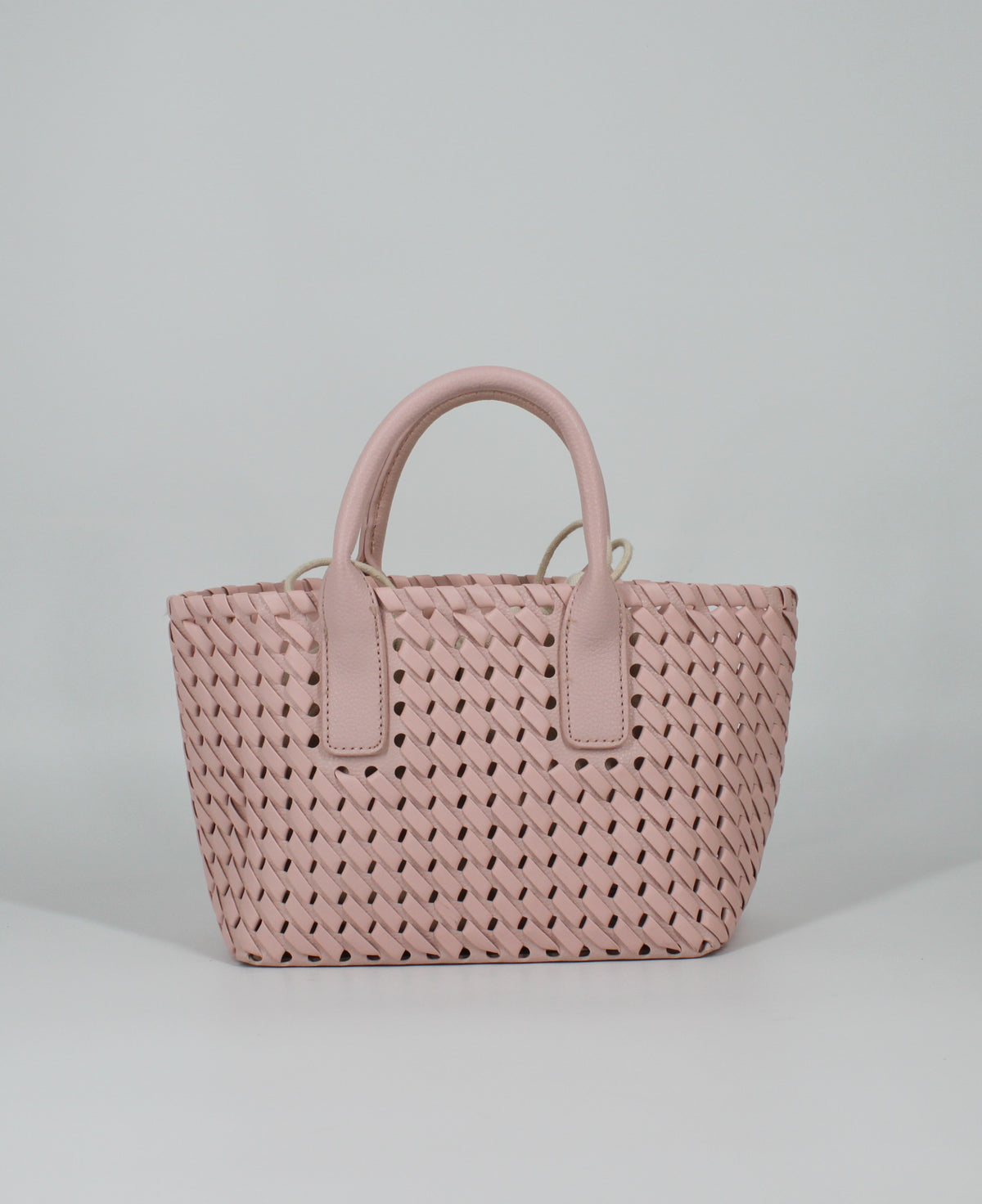 Borsa a Mano Intrecciata  con Tracolla-  Rosa Cipria