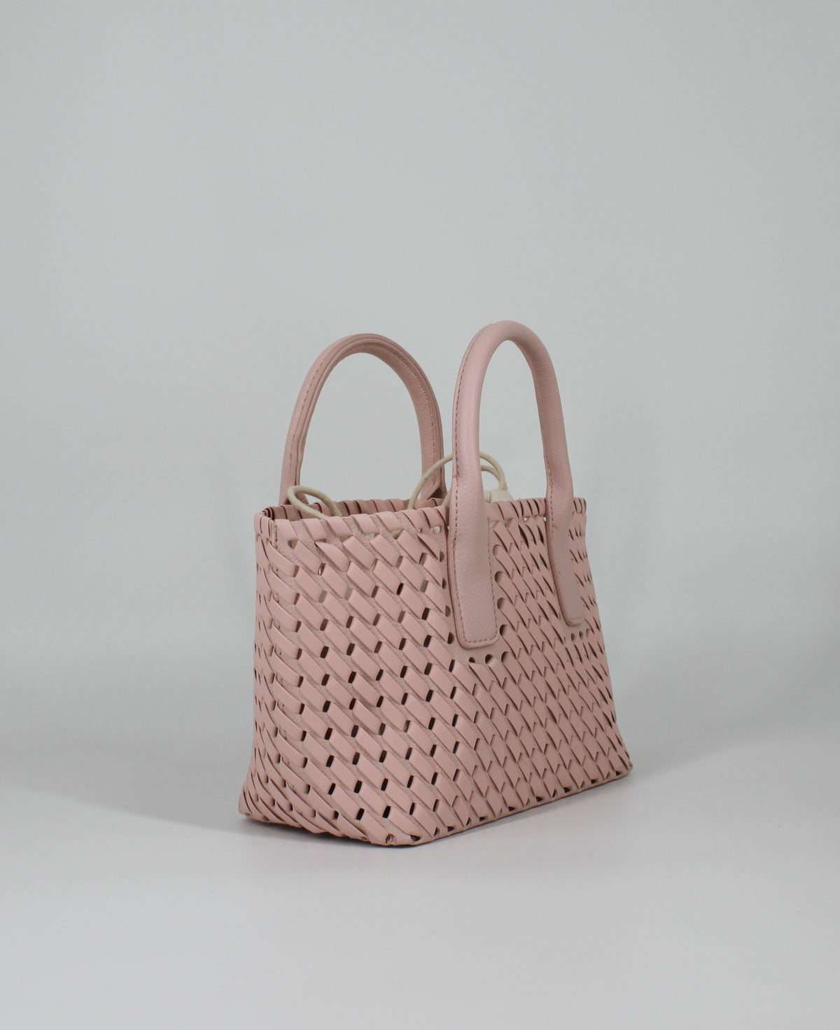 Borsa a Mano Intrecciata  con Tracolla-  Rosa Cipria