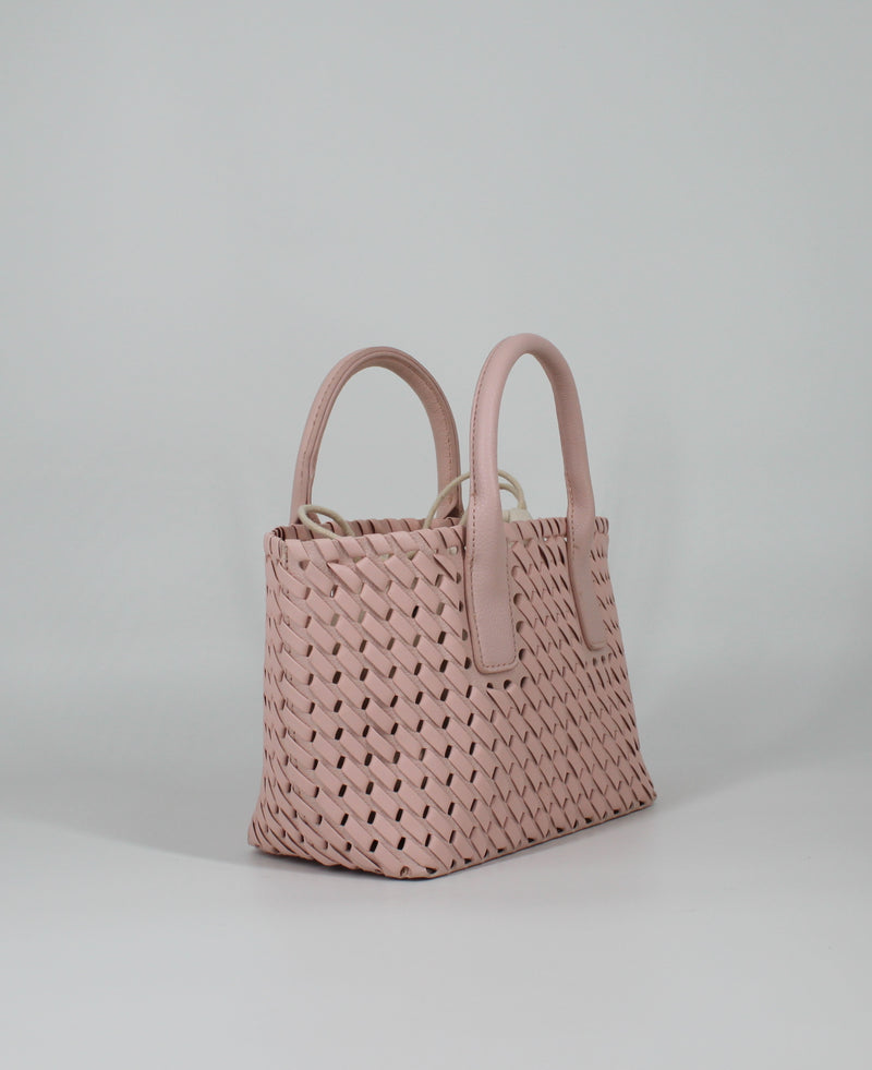 Borsa a Mano Intrecciata  con Tracolla-  Rosa Cipria