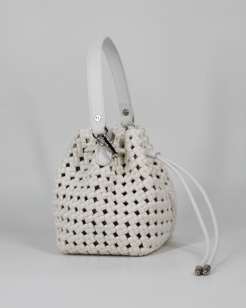 Borsa a Secchiello Intrecciata- Bianca