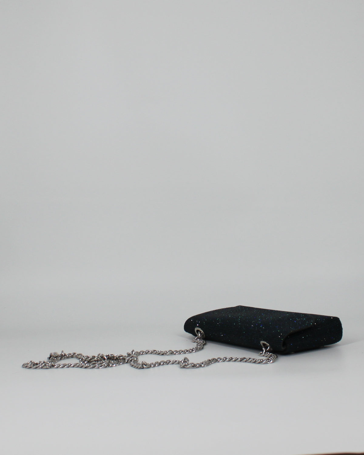 Clutch Glitterata con Tracolla a Catena - Blu mare