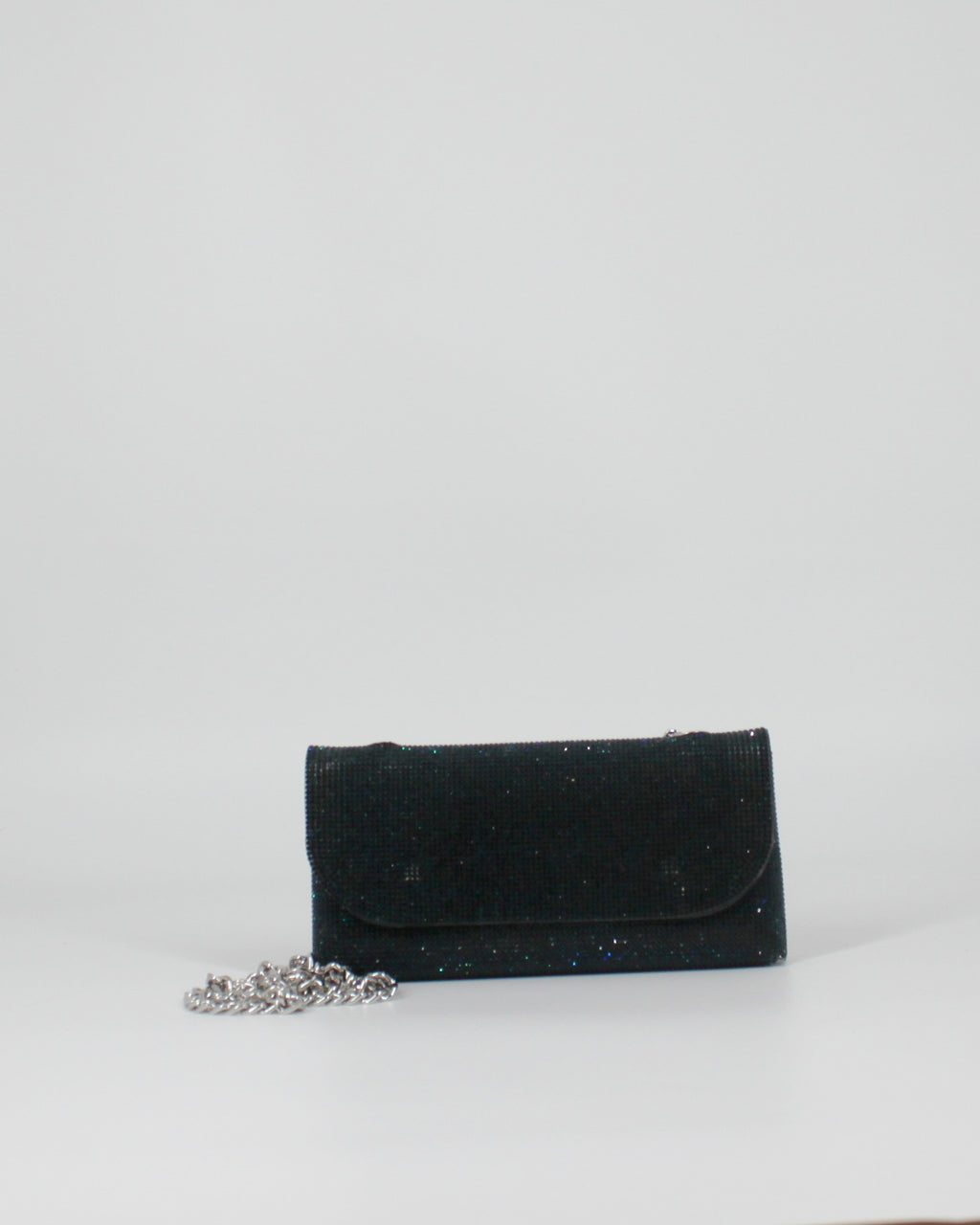 Clutch Glitterata con Tracolla a Catena - Blu mare