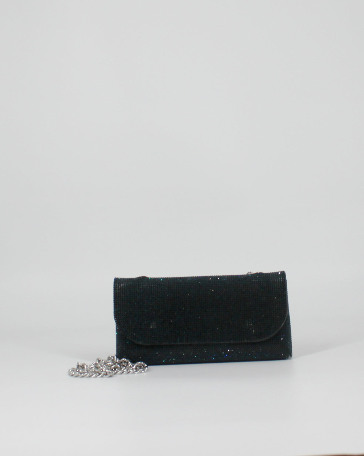 Clutch Glitterata con Tracolla a Catena - Blu mare