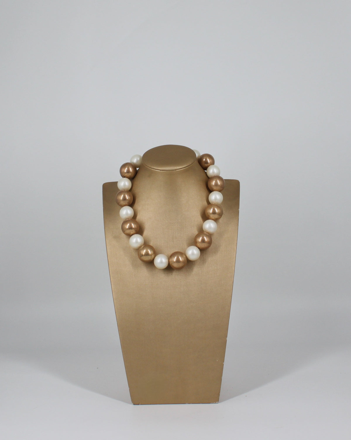 Collana Girocollo a Sfere Alternate Bianco e Oro